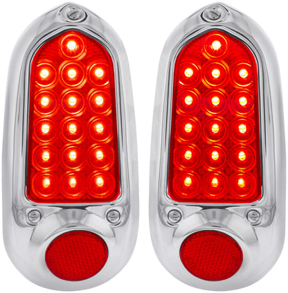 16 LED Tail Light With Stainless Steel Rim For 1949-50 Chevy Passenger Car - L/H and R/H (2pcs)