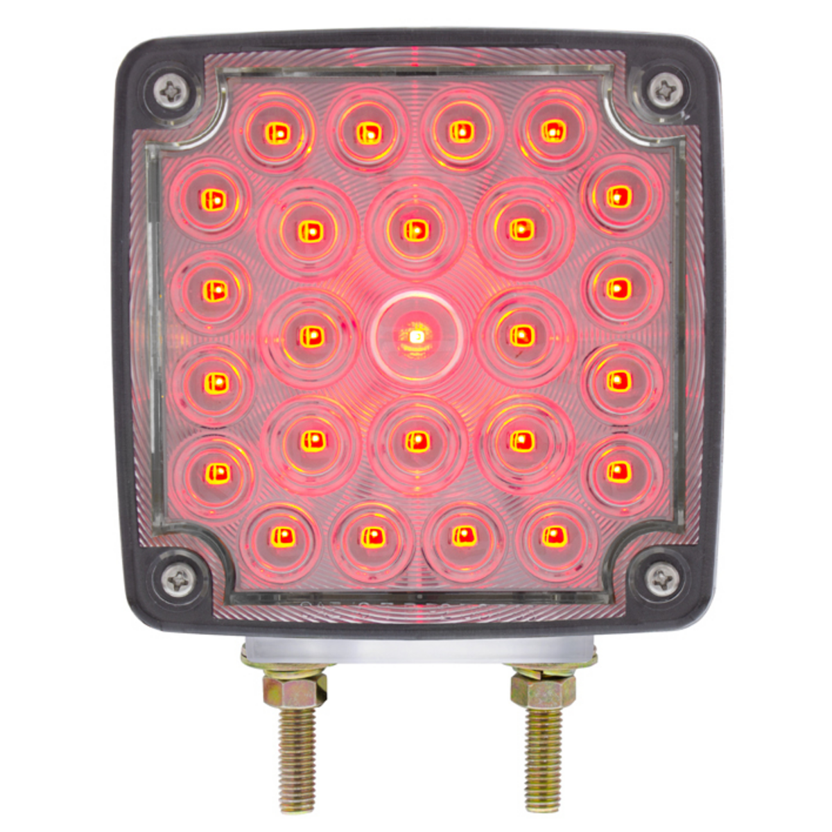 52 LED Double Stud Double Face Turn Signal Light (Driver) - Amber & Red LED/Clear Lens
