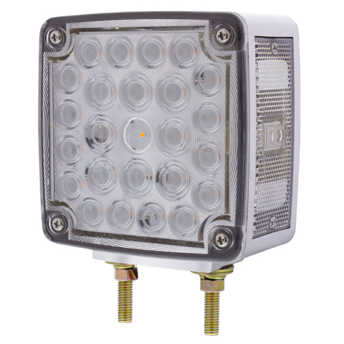 52 LED Double Stud Double Face Turn Signal Light (Driver) - Amber & Red LED/Clear Lens