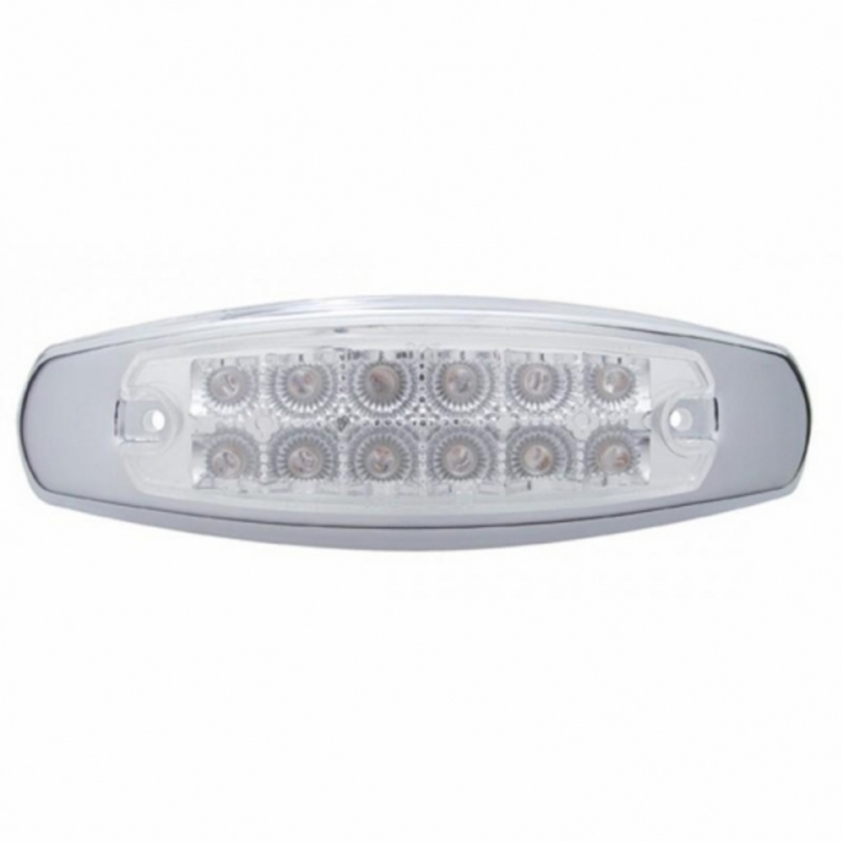 12 LED Reflector Rectangular Light With Bezel (Clearance/Marker) - Amber LED/Clear Lens