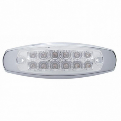 12 LED Reflector Rectangular Light With Bezel (Clearance/Marker) - Amber LED/Clear Lens