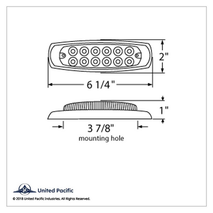 12 LED Reflector Rectangular Light With Bezel (Clearance/Marker) - Amber LED/Clear Lens