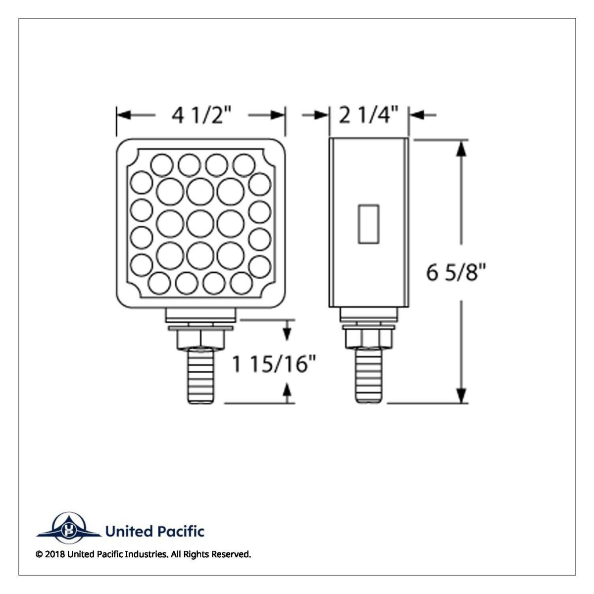52 LED Single Stud Double Face Turn Signal Light (Passenger) - Amber & Red LED/Amber & Red Lens