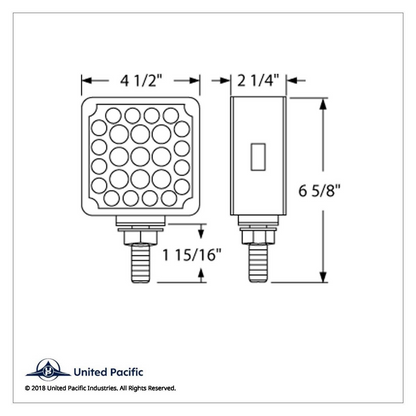 52 LED Single Stud Double Face Turn Signal Light (Passenger) - Amber & Red LED/Amber & Red Lens