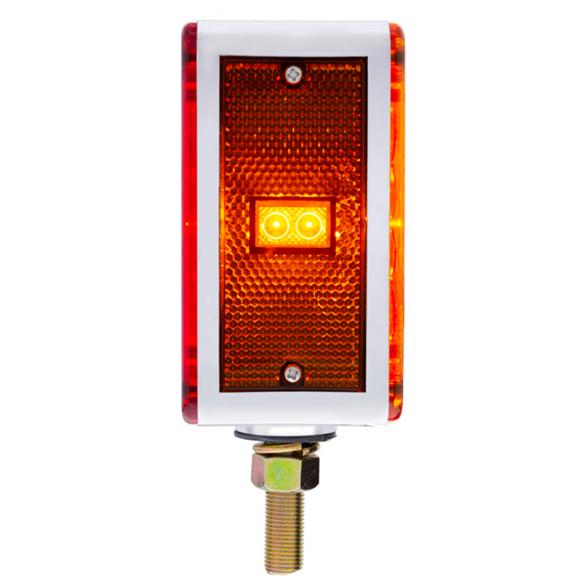 52 LED Single Stud Double Face Turn Signal Light (Passenger) - Amber & Red LED/Amber & Red Lens