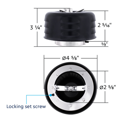 4" Round Short Neck Louvered Air Cleaner With 3-Wing-Screw For Carburetors With 2-5/8" Neck-Black
