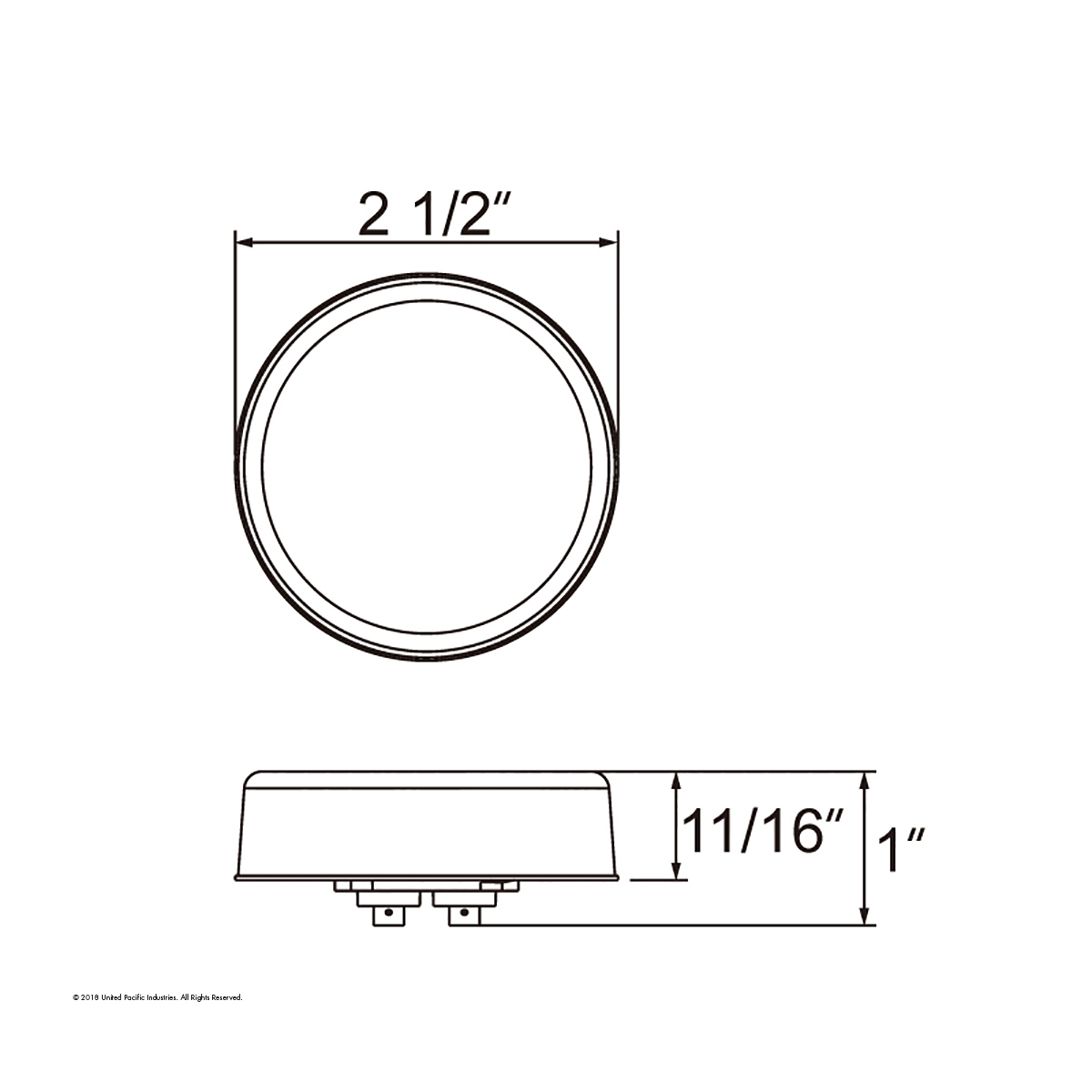 4 LED 2.5" Round Low Profile Light (Clearance/Marker) - Red LED/Red Lens (Bulk)