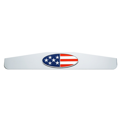 4" x 24" Chrome Bottom Mud Flap Weight With Oval USA Flag Emblem