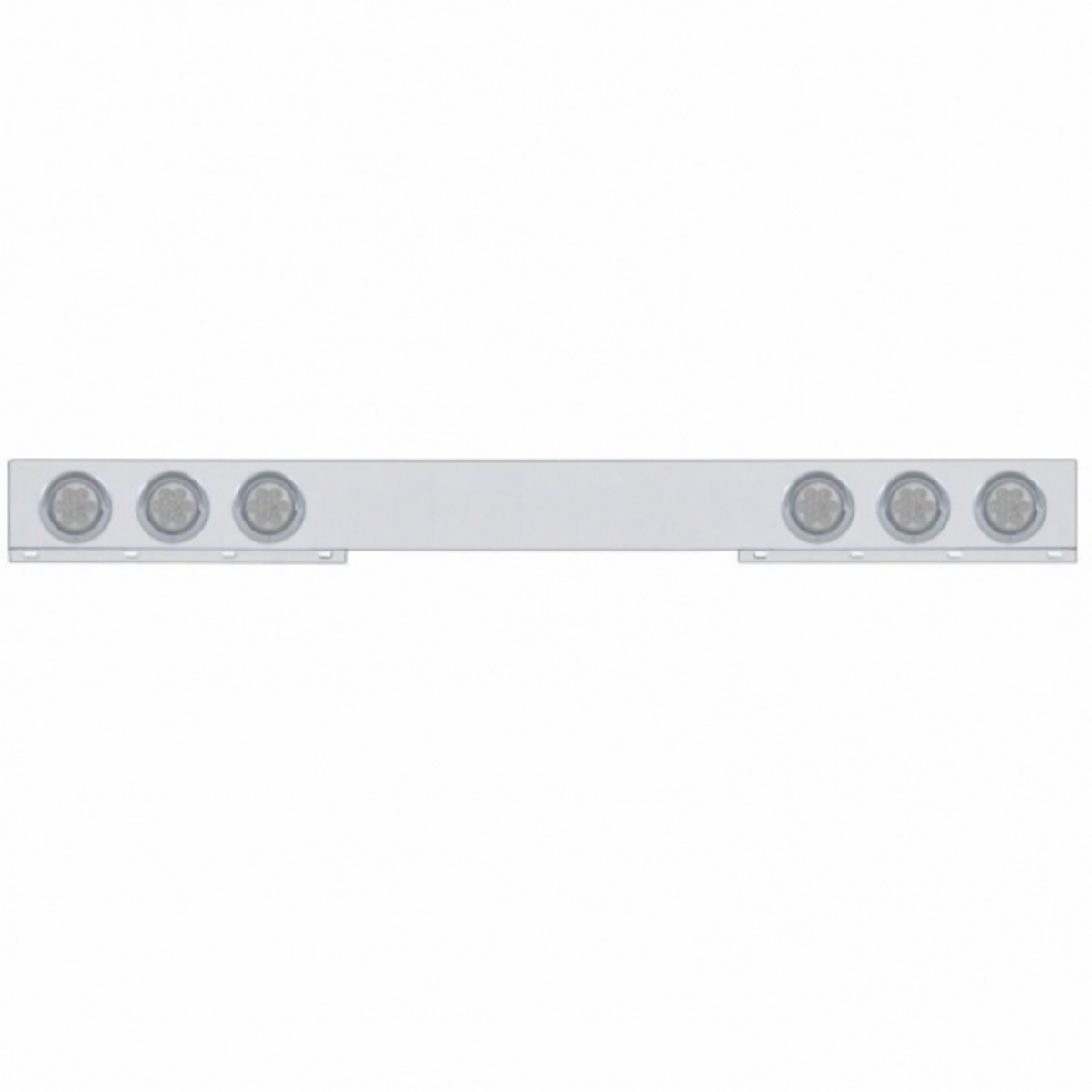Stainless 1 Piece Rear Light Bar With Six 7 LED 4" Reflector Lights & Visors - Red LED/Clear Lens