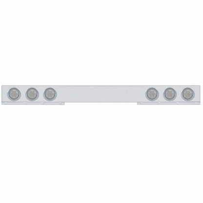Stainless 1 Piece Rear Light Bar With Six 7 LED 4" Reflector Lights & Visors - Red LED/Clear Lens