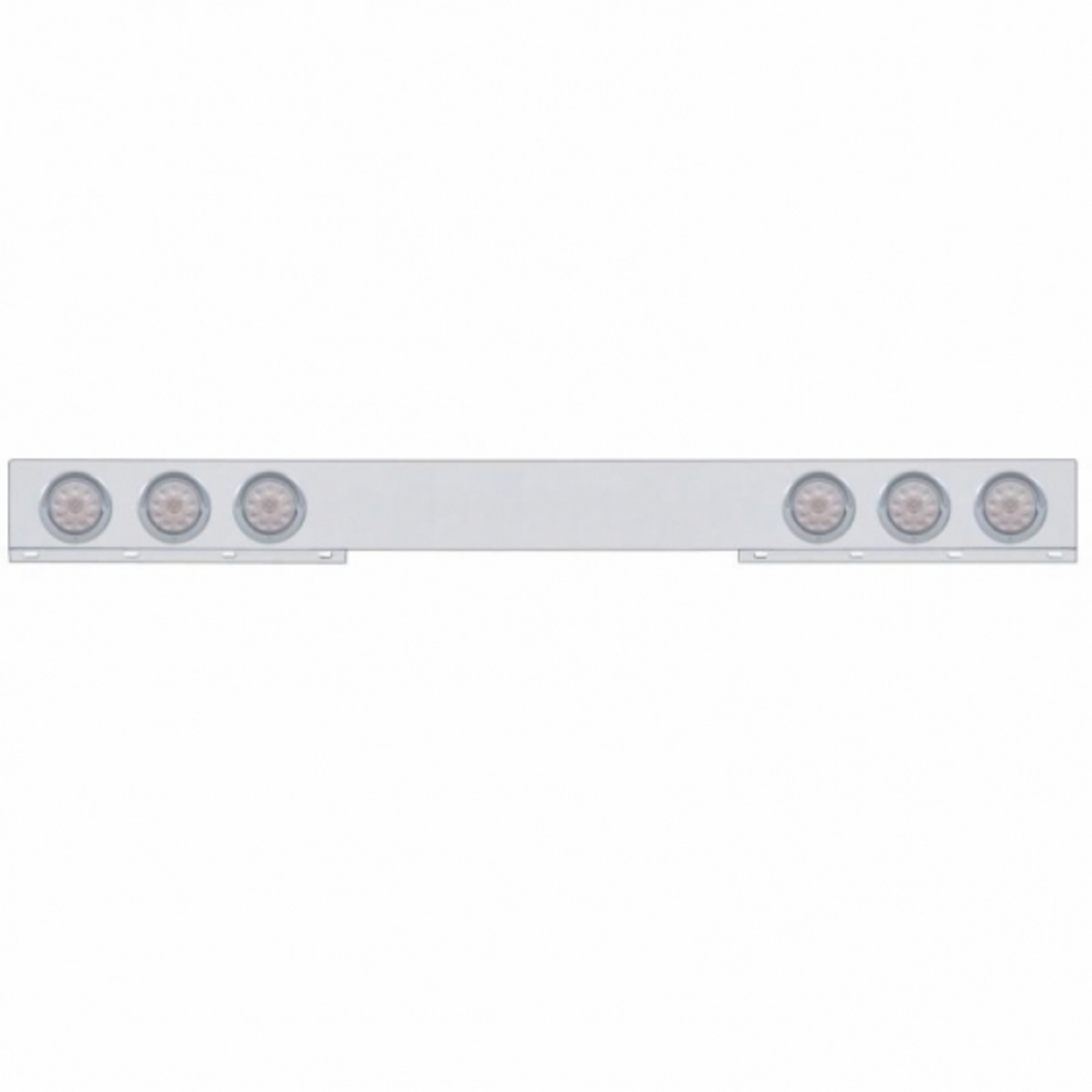 Stainless 1 Piece Rear Light Bar With Six 10 LED 4" Lights & Visors - Red LED/Clear Lens