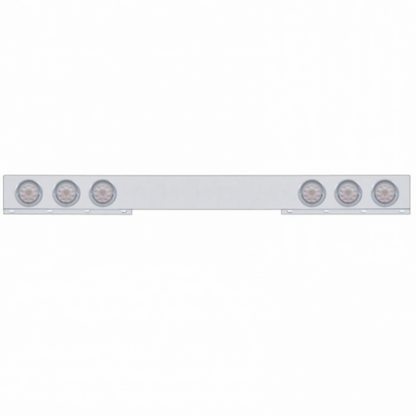 Stainless 1 Piece Rear Light Bar With Six 10 LED 4" Lights & Visors - Red LED/Clear Lens