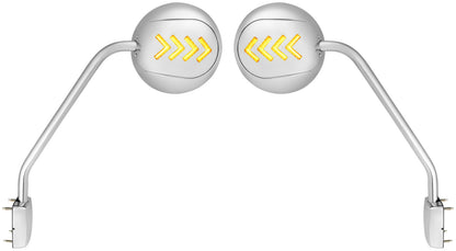Chrome Hood Mirror Assembly With Sequential LED Turn Signal For 2013-2021 KW T680 & 2012-2021 PB 579-Driver and Passenger (2pcs)