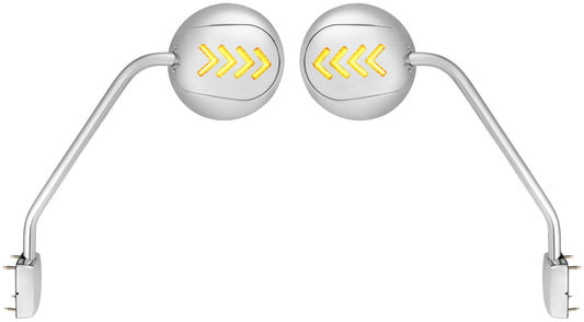 Chrome Hood Mirror Assembly With Sequential LED Turn Signal For 2013-2021 KW T680 & 2012-2021 PB 579-Driver and Passenger (2pcs)