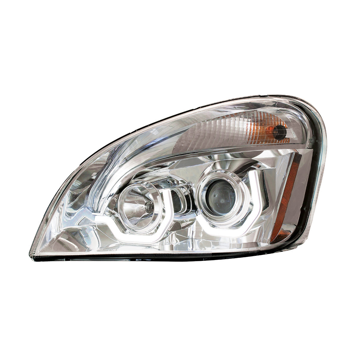Chrome Projection Headlight With White LED Position Light For 2008-2017 Freightliner Cascadia - Driver and Passenger (2pcs)