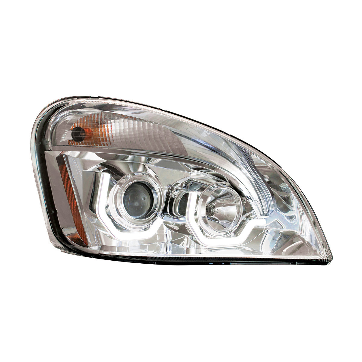 Chrome Projection Headlight With White LED Position Light For 2008-2017 Freightliner Cascadia - Driver and Passenger (2pcs)
