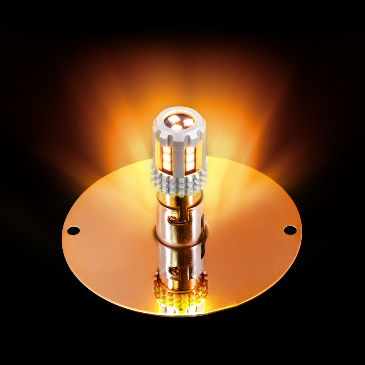 UltraBurst Glass Watermelon Flush Mount Kit With 18 LED Bulb-Amber LED/Clear Lens