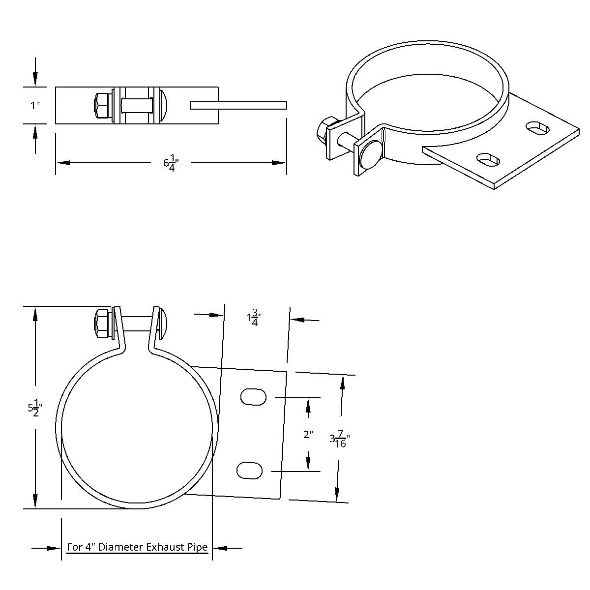 4" 304 Stainless Steel Exhaust Clamp For Peterbilt