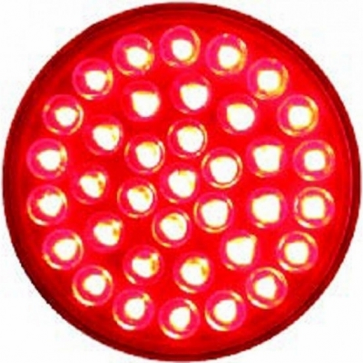 Stainless 1 Piece Rear Light Bar With Six 36 LED 4" Lights & Bezels - Red LED/Red Lens