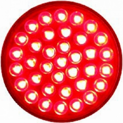 Stainless 1 Piece Rear Light Bar With Six 36 LED 4" Lights & Bezels - Red LED/Red Lens