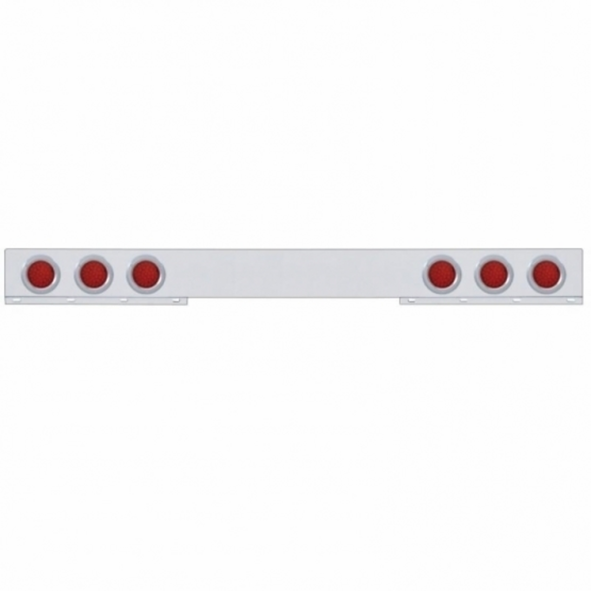 Stainless 1 Piece Rear Light Bar With Six 36 LED 4" Lights & Bezels - Red LED/Red Lens