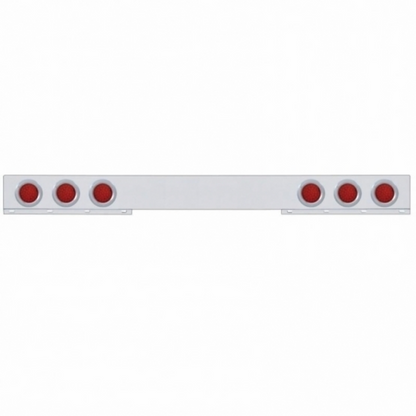 Stainless 1 Piece Rear Light Bar With Six 36 LED 4" Lights & Bezels - Red LED/Red Lens