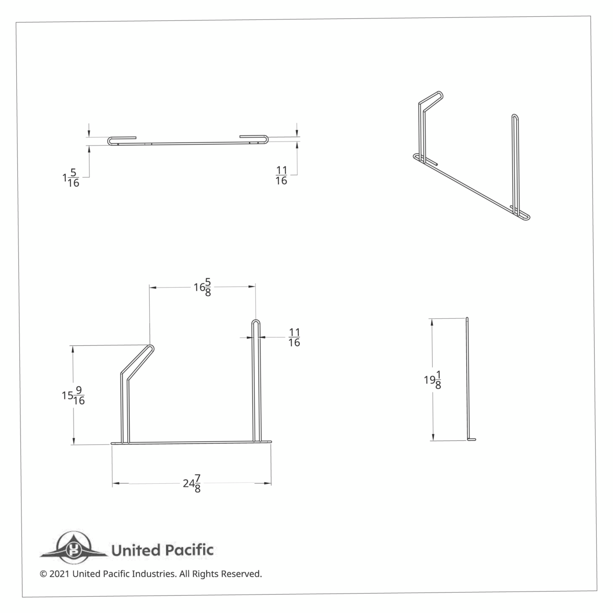 24" Chrome Angled Anti-Sail Bracket - Left Only