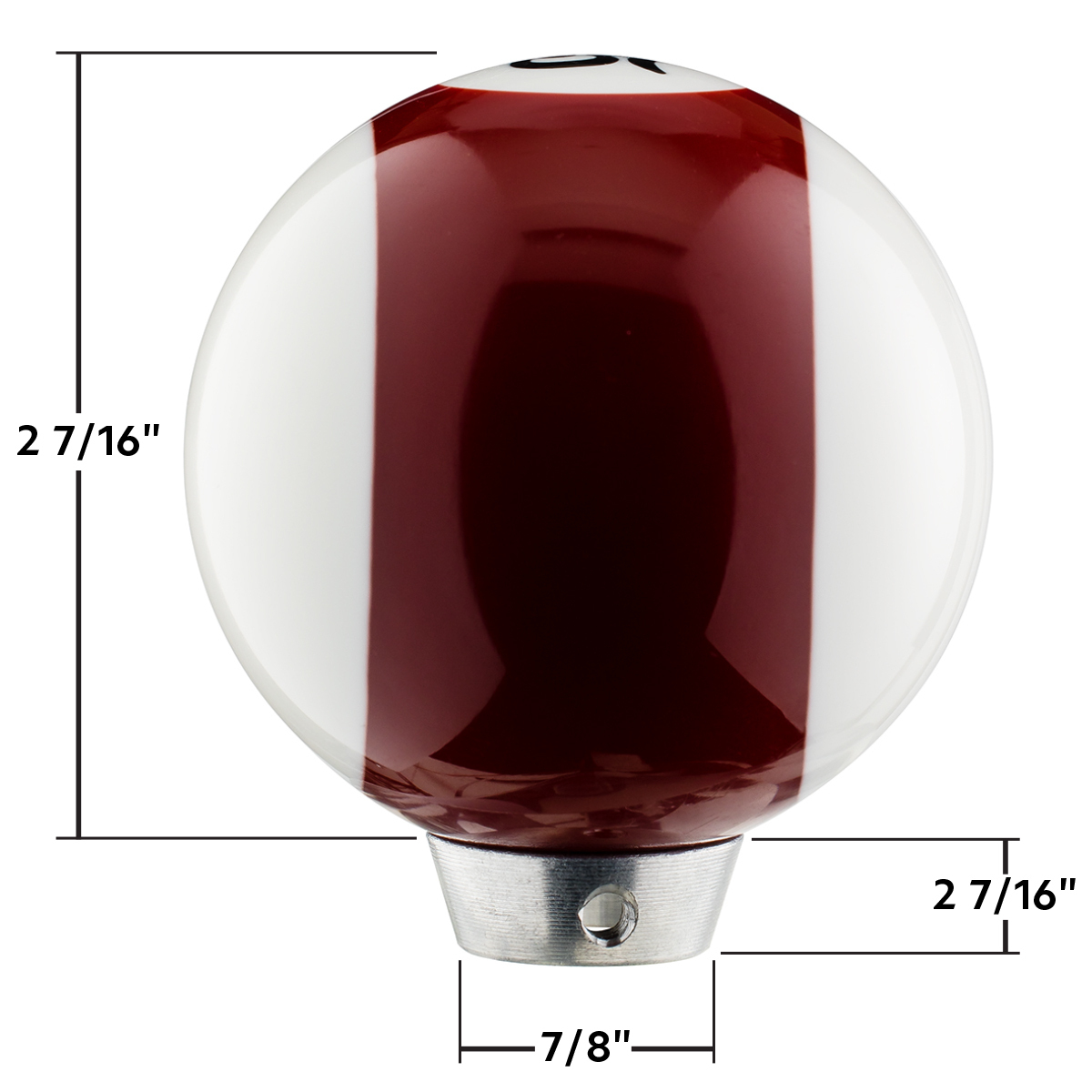 Number 15 Pool Ball Gearshift Knob - Gloss Maroon Striped