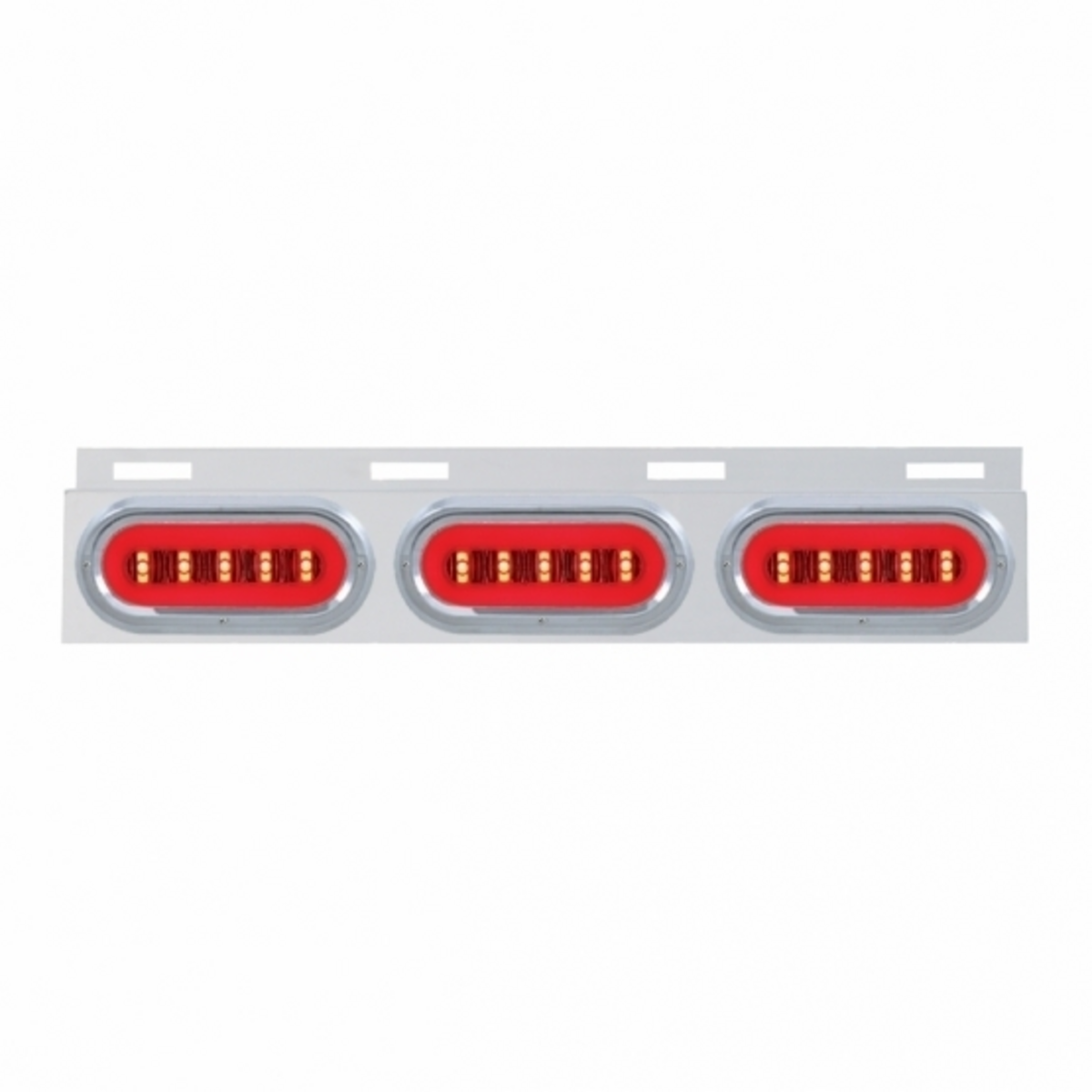 Stainless Top Mud Flap Bracket With 3X 22 LED 6" Oval GloLight & Visors - Red LED/Clear Lens (Each)