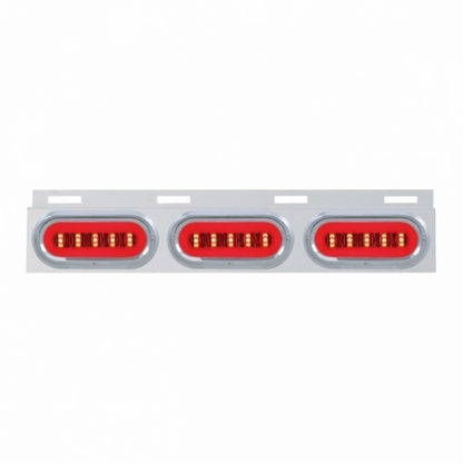 Stainless Top Mud Flap Bracket With 3X 22 LED 6" Oval GloLight & Visors - Red LED/Clear Lens (Each)