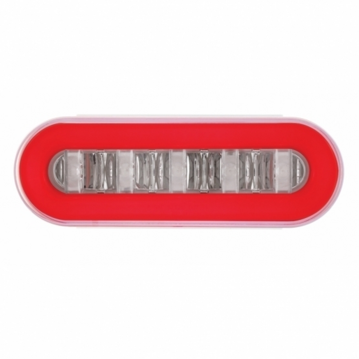 Stainless Top Mud Flap Bracket With 3X 22 LED 6" Oval GloLight & Visors - Red LED/Clear Lens (Each)