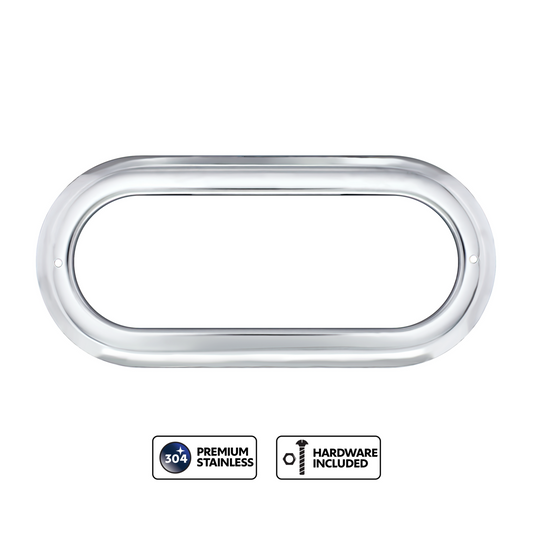 Stainless Steel Light Bezel For 6" Oval Grommet Mounted Light