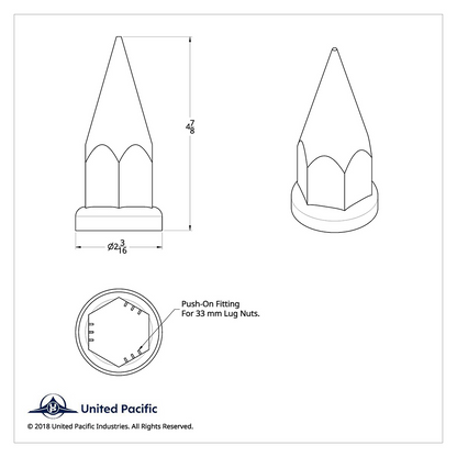 33mm x 4 7/8" Chrome Plastic Super Spike Nut Covers - Push-On (Box of 10)