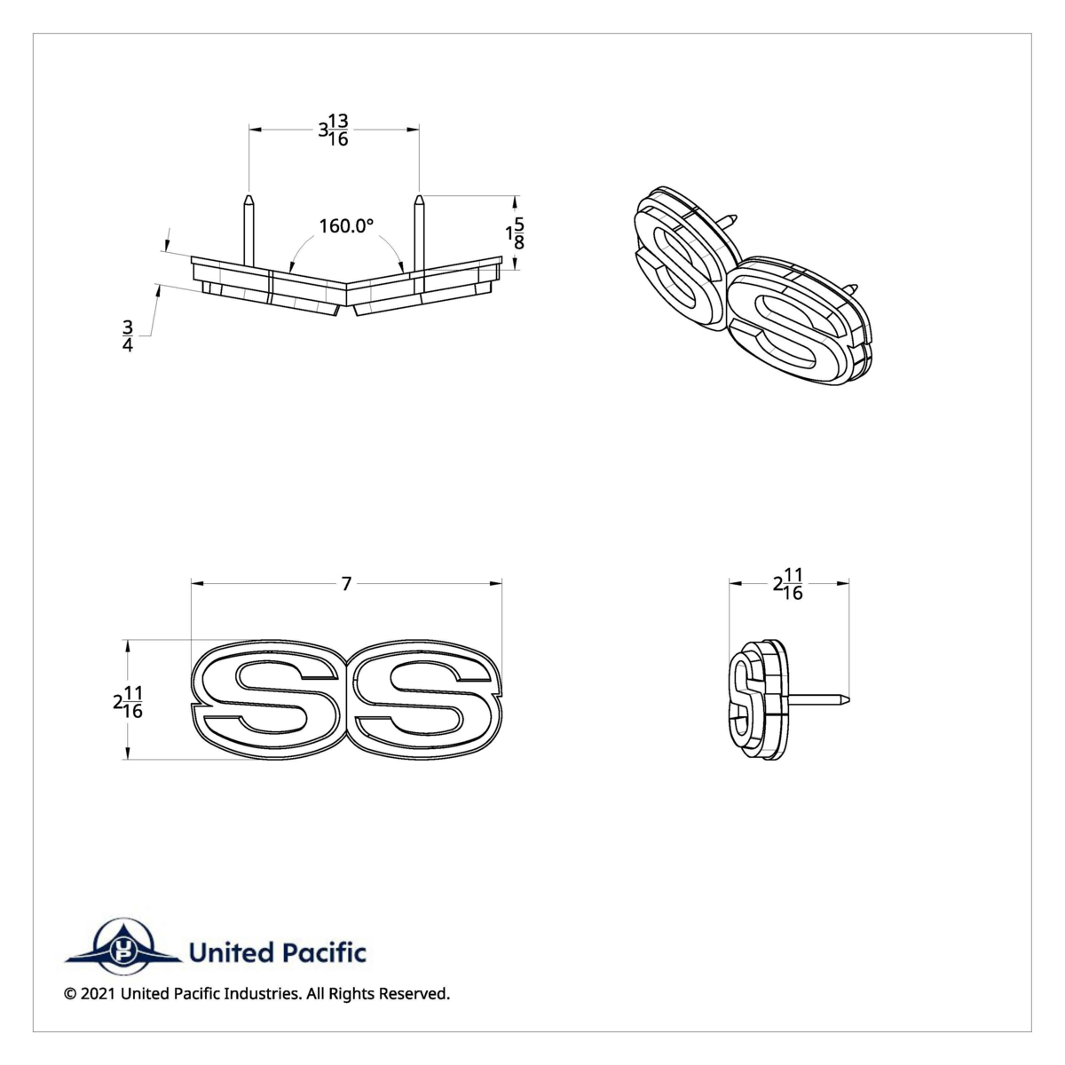 Grille "SS" Emblem For 1972 Chevy Chevelle/El Camino