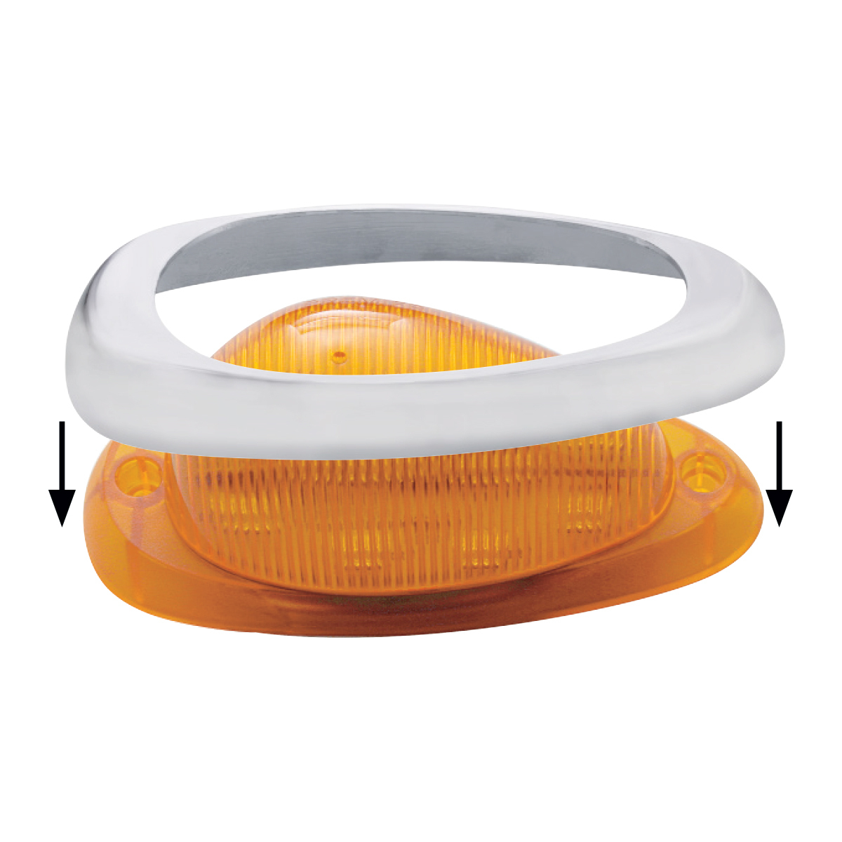 15 LED Sleeper Light With Bezel For Freightliner (Clearance/Marker) - Amber LED/Amber Lens (Pair)