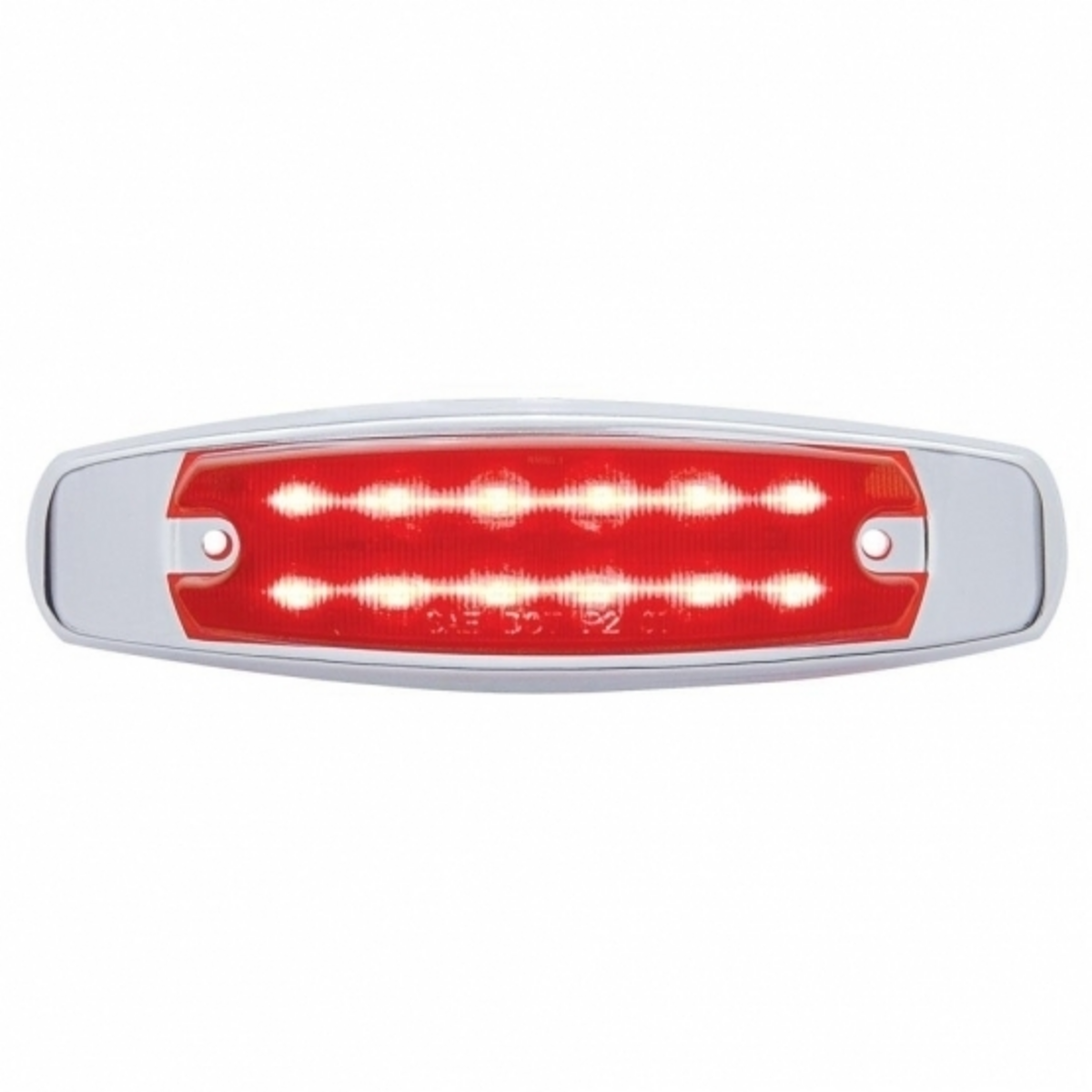 12 LED Rectangular Light (Clearance/Marker) With Chrome Bezel - Red LED/Red Lens