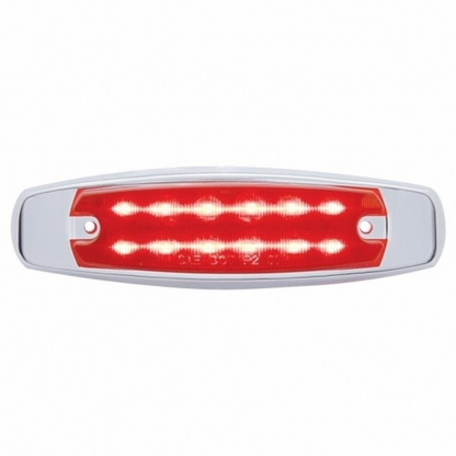 12 LED Rectangular Light (Clearance/Marker) With Chrome Bezel - Red LED/Red Lens