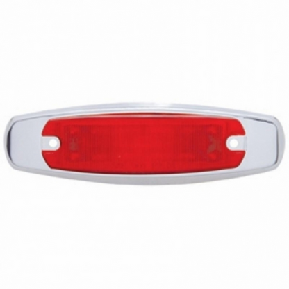 12 LED Rectangular Light (Clearance/Marker) With Chrome Bezel - Red LED/Red Lens
