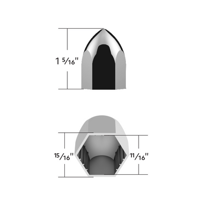 11/16" X 1-5/16" Chrome Plastic Bullet Nut Cover - Push-On (50-Pack)