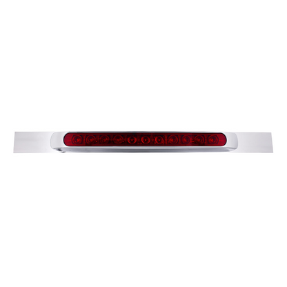 Chrome Top Mud Flap Plate With 11 LED 17" Light Bar & Bezel - Red LED/Red Lens (Each)