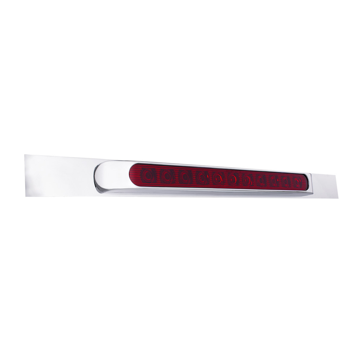 Chrome Top Mud Flap Plate With 11 LED 17" Light Bar & Bezel - Red LED/Red Lens (Each)