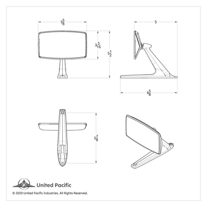 Exterior Mirror With Convex Glass And LED Turn Signal For 1967-68 Ford Mustang - R/H