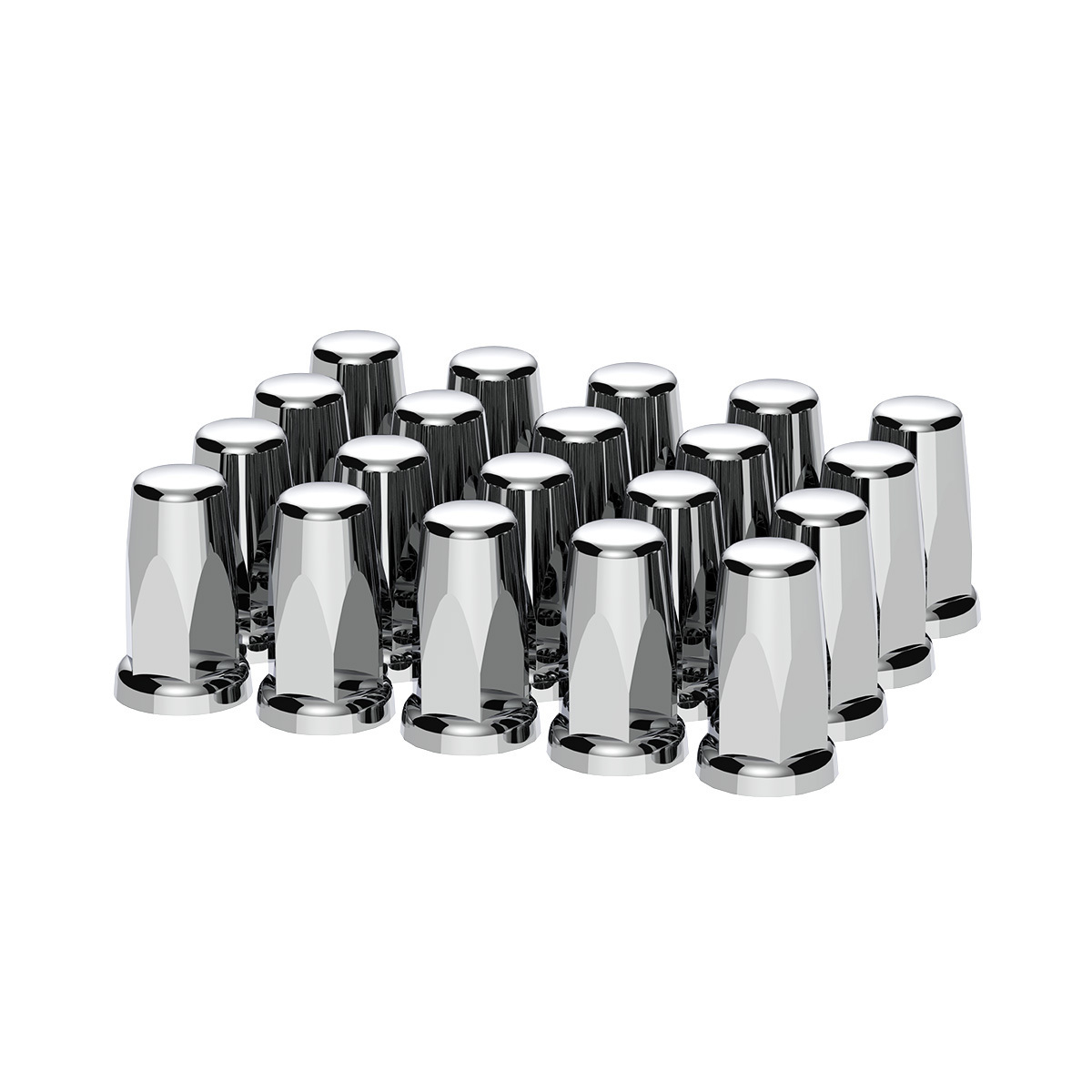 33mm X 3-1/4" Chrome Plastic Tall Nut Covers With Flange - Push-On (Box of 20)