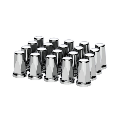 33mm X 3-1/4" Chrome Plastic Tall Nut Covers With Flange - Push-On (Box of 20)