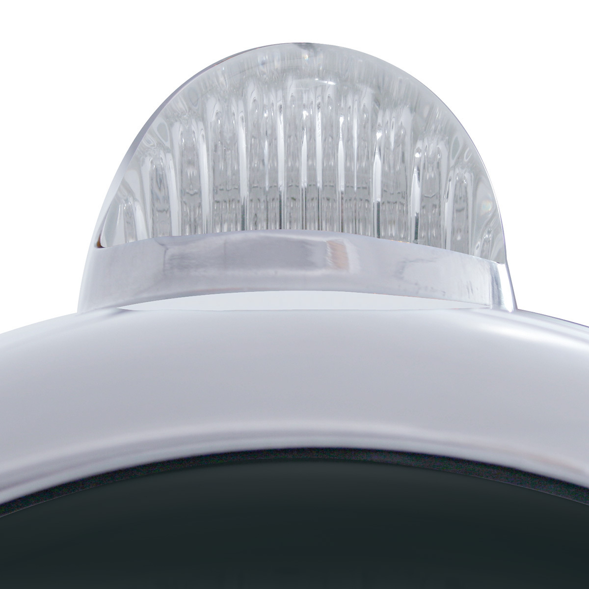 Stainless Steel Guide 682-C Headlight H4 With White LED & Dual Mode LED Signal - Clear Lens