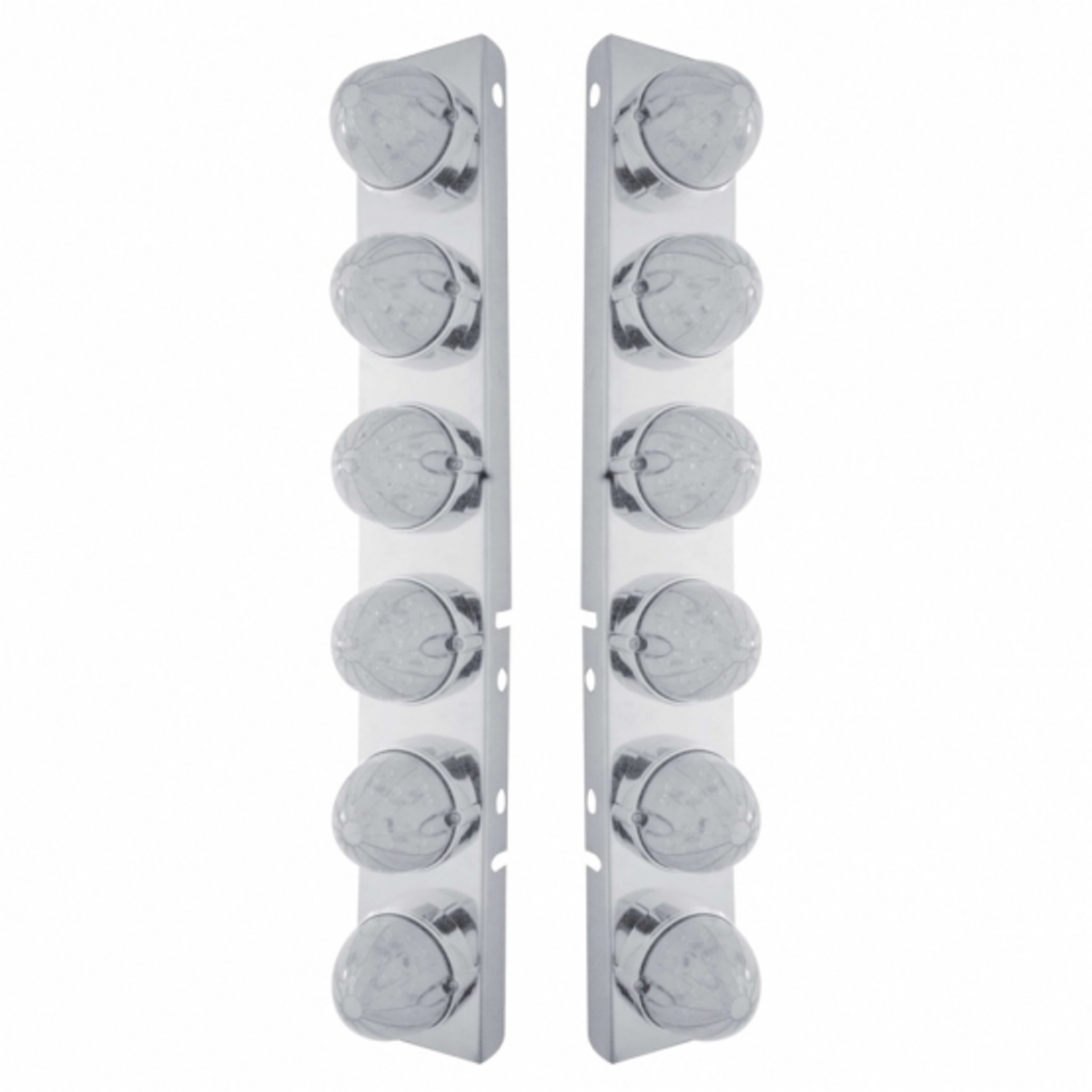 SS Front Air Cleaner Bracket With 12X 19 LED Bullet Style Lights & Bezels For Peterbilt-Amber LED/Clear Lens