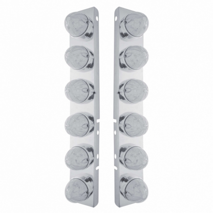 SS Front Air Cleaner Bracket With 12X 19 LED Bullet Style Lights & Bezels For Peterbilt-Amber LED/Clear Lens