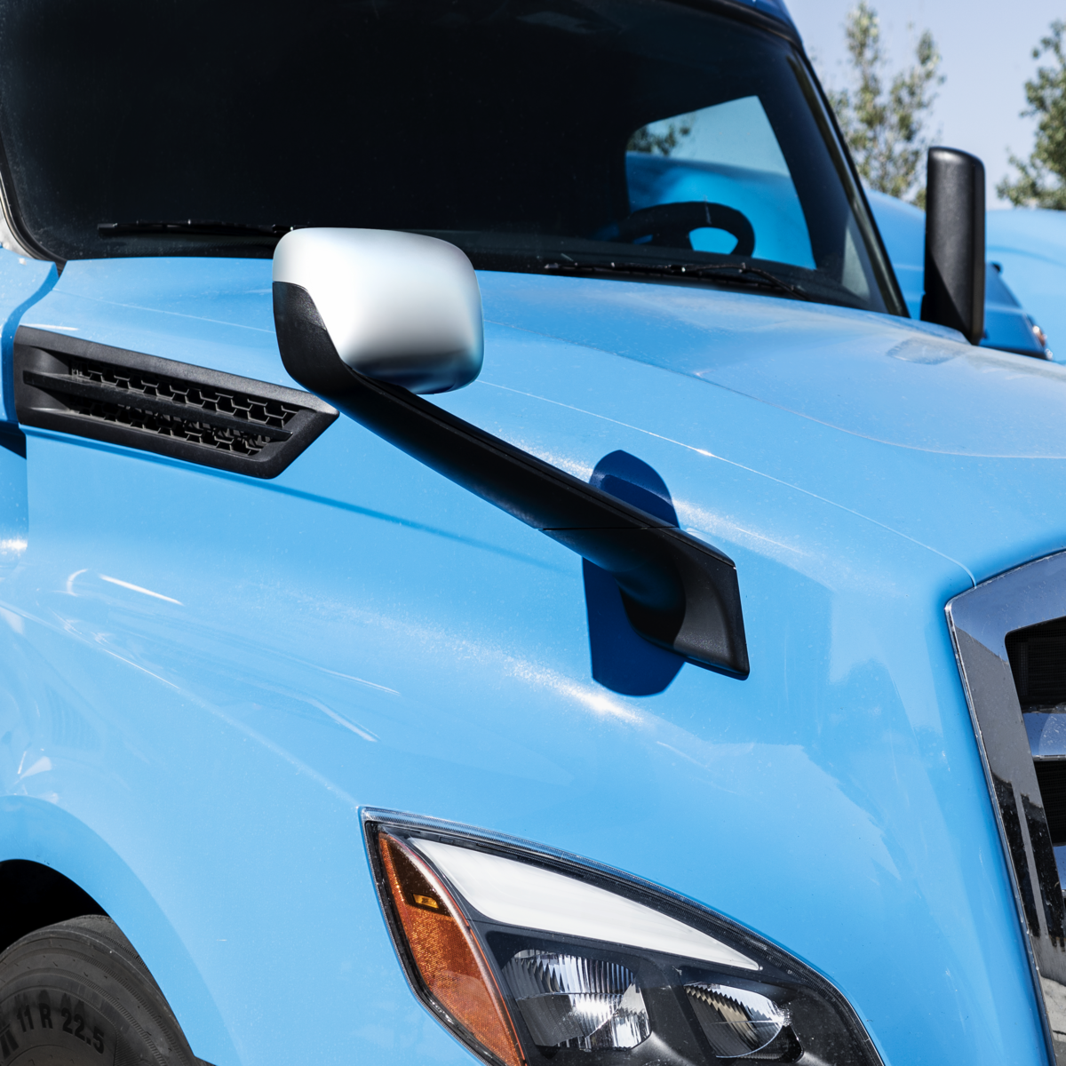 Chrome Hood Mirror With Heated Lens For 2018-2026 Freightliner Cascadia - Driver and Passenger (2pcs)