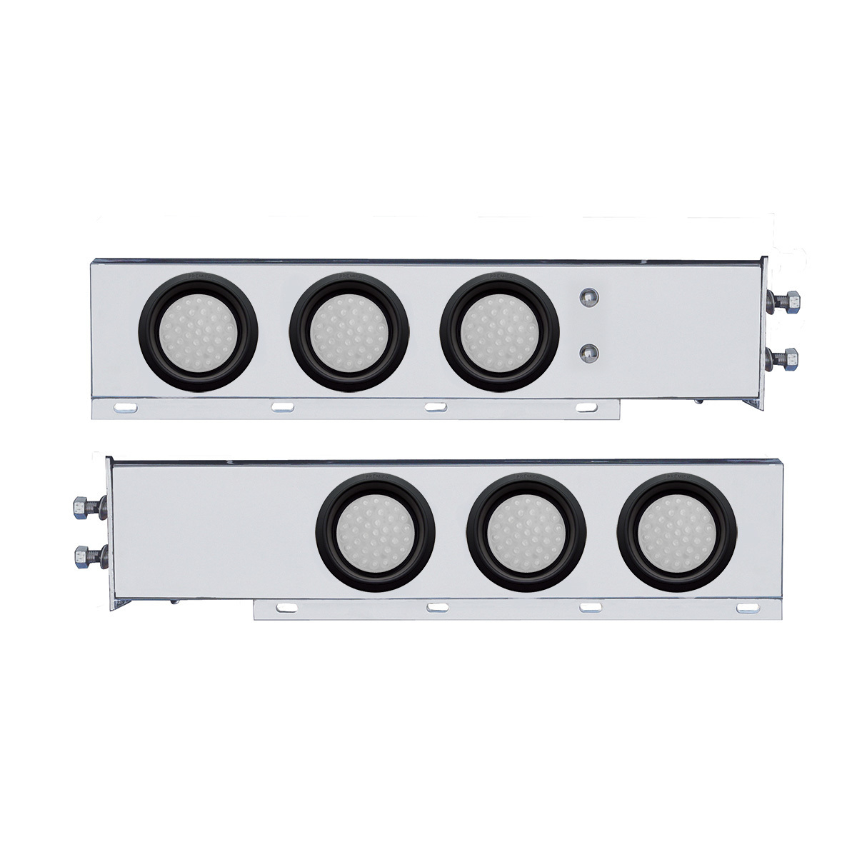 2" Bolt Pattern SS Spring Loaded Bar With 6X 36 LED 4" Lights -Red LED/Clear Lens (Pair)