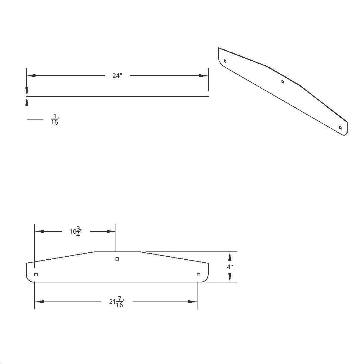 4" X 24" Stainless Largecar Bottom Mud Flap Plate - Bolt Thru